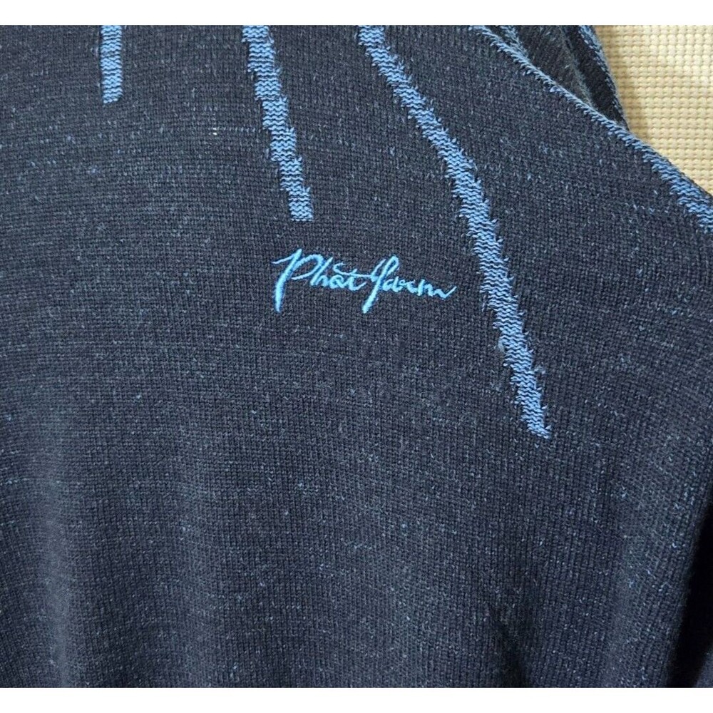 Phat Farm Sweater Mens XL Dark Blue Vintage Y2K 90s Wool Blend Turtleneck - Picture 4 of 11